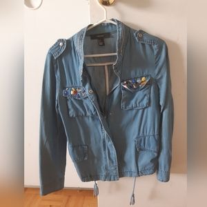 Forever 21 light Bedazzled Demin Chambray Jacket